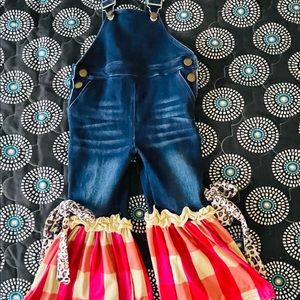 Boutique Girls Bell Bottom Overalls 3T